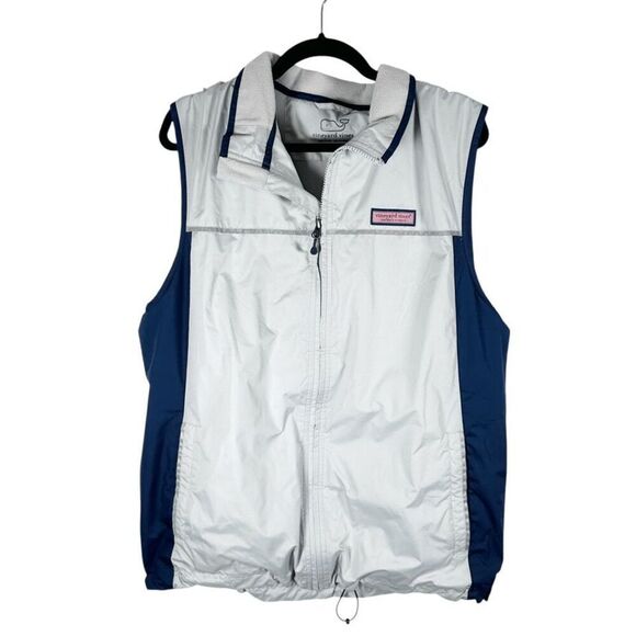 Vineyard Vines Mens Zip Fleece Lined Nor'easter Rain Vest Wind Waterproof Size L